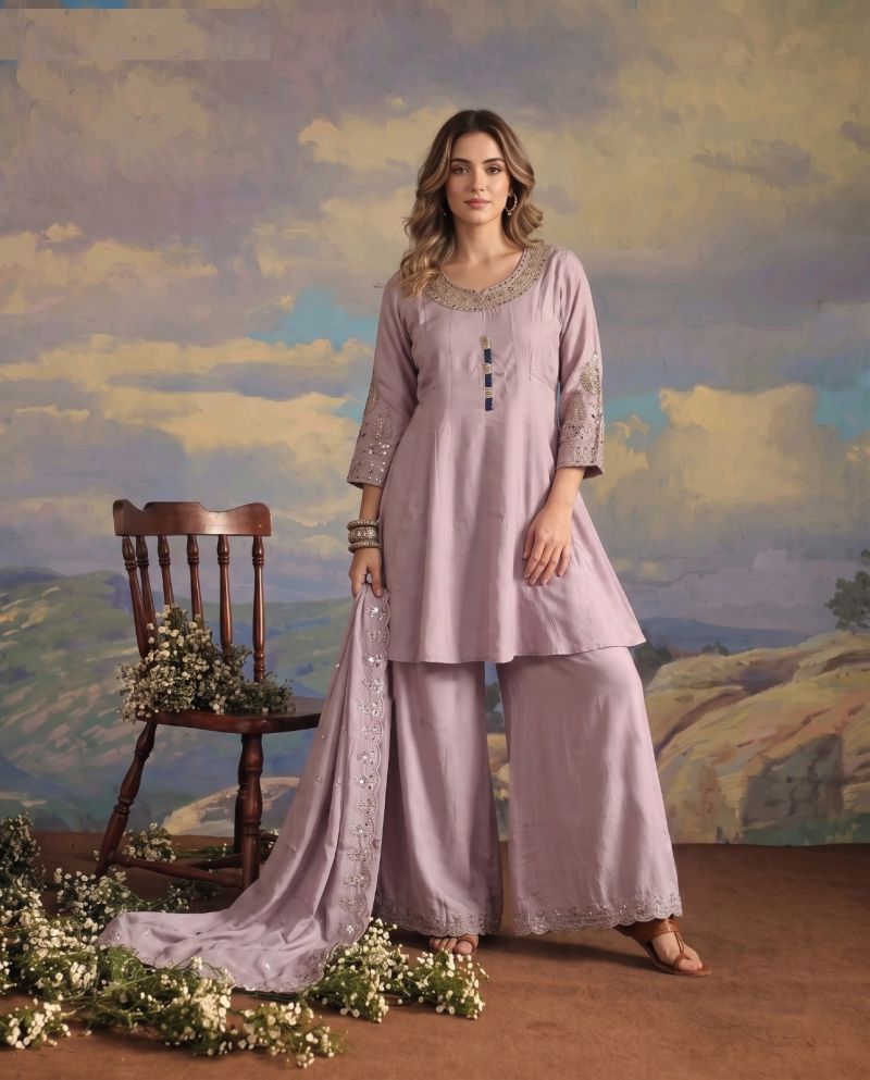 Naisha K 1094 Roman Flared Kurti With Palazzo Dupatta Set — Wholesale Kurtis, MPA wholesale from Surat — view 5