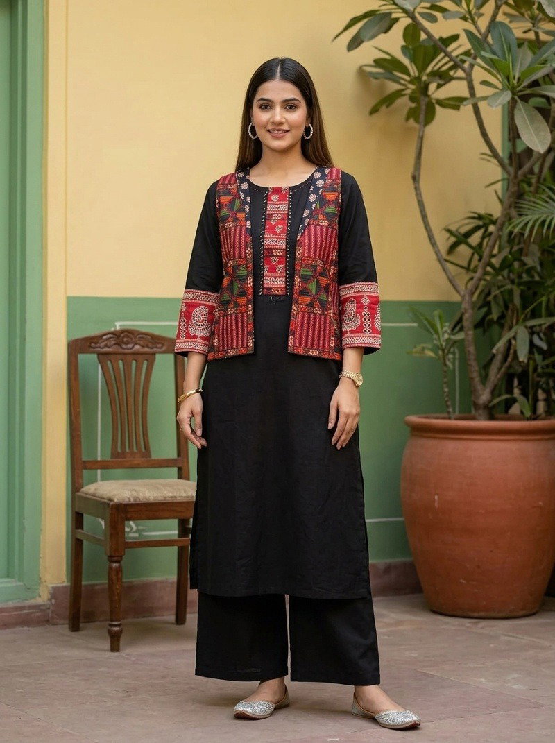 Naisha K 1095 Cotton Embroidered Kurti Bottom With Jacket Set — Wholesale Readymade Suit, MPA wholesale from Surat — view 2