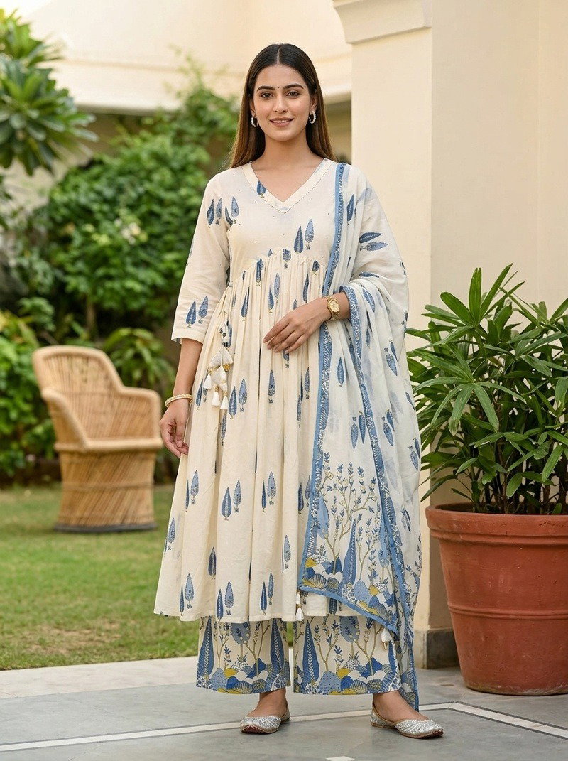 Naisha k 1096 Mul Cotton Printed Kurti With Bottom Dupatta Set — Wholesale Kurtis, MPA wholesale from Surat — view 2
