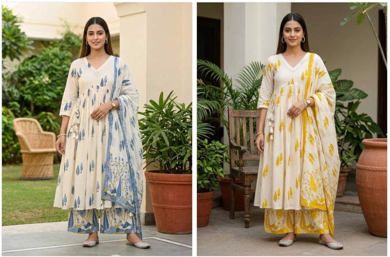Naisha k 1096 Mul Cotton Printed Kurti With Bottom Dupatta Set — Wholesale Kurtis, MPA wholesale from Surat — view 3