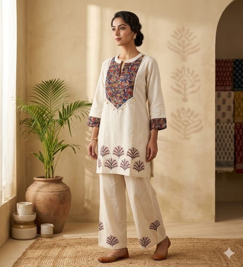 Naisha K 1118 Cotton Flex Ajrakh Patch Work Co Ord Set — Wholesale Kurtis, Naisha wholesale from Surat — view 2