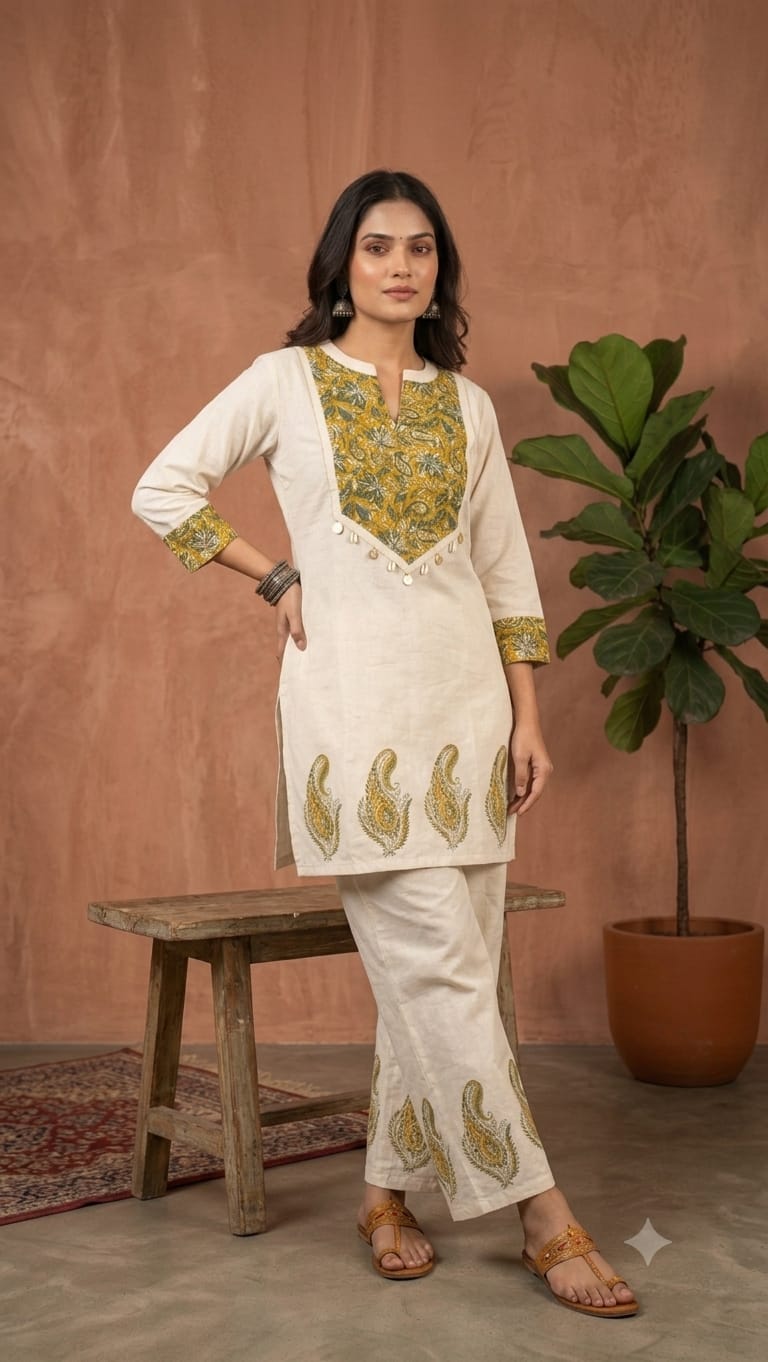 Naisha K 1118 Cotton Flex Ajrakh Patch Work Co Ord Set — Wholesale Kurtis, Naisha wholesale from Surat — view 7