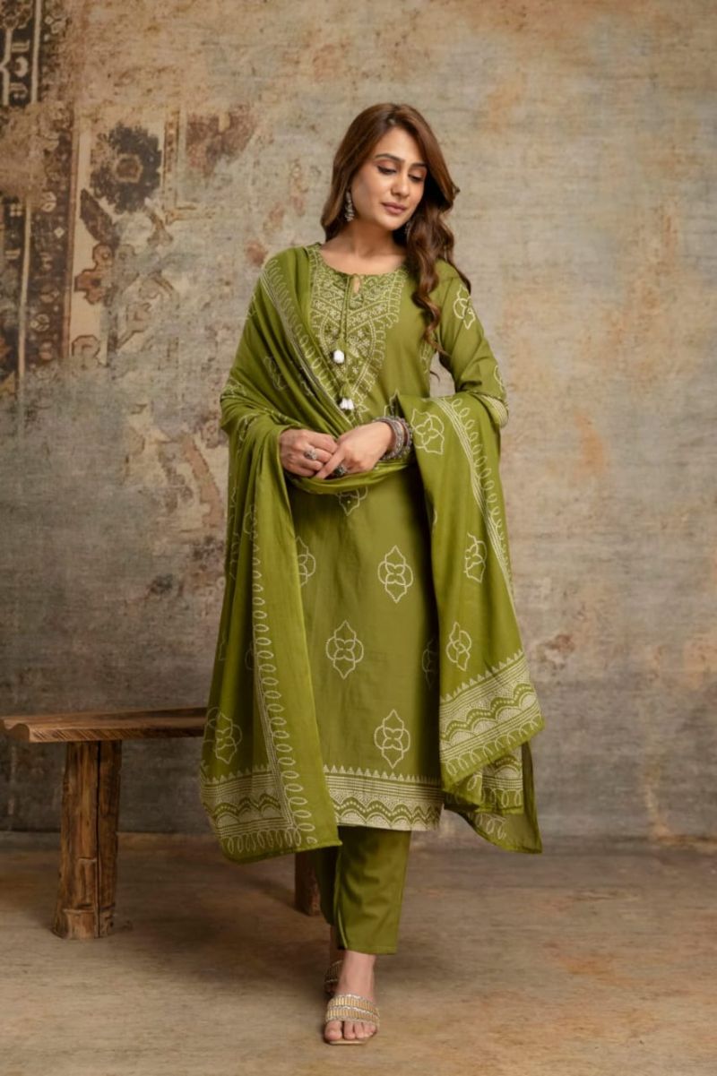Naisha K 1122 Cambric Cotton Panel Printed Light Work Readymade Salwar Suit — Wholesale Readymade Suit, Naisha wholesale from Surat — view 8