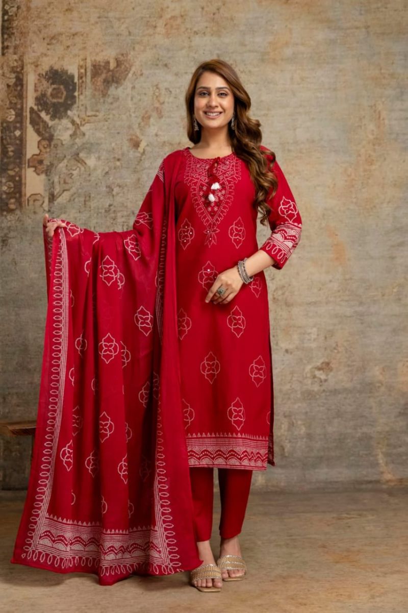 Naisha K 1122 Cambric Cotton Panel Printed Light Work Readymade Salwar Suit — Wholesale Readymade Suit, Naisha wholesale from Surat — view 6