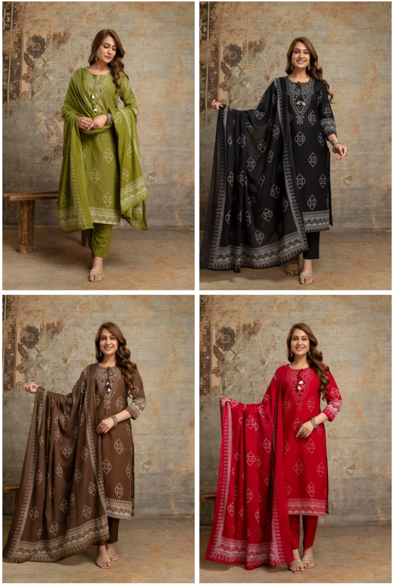 Naisha K 1122 Cambric Cotton Panel Printed Light Work Readymade Salwar Suit — Wholesale Readymade Suit, Naisha wholesale from Surat — view 9