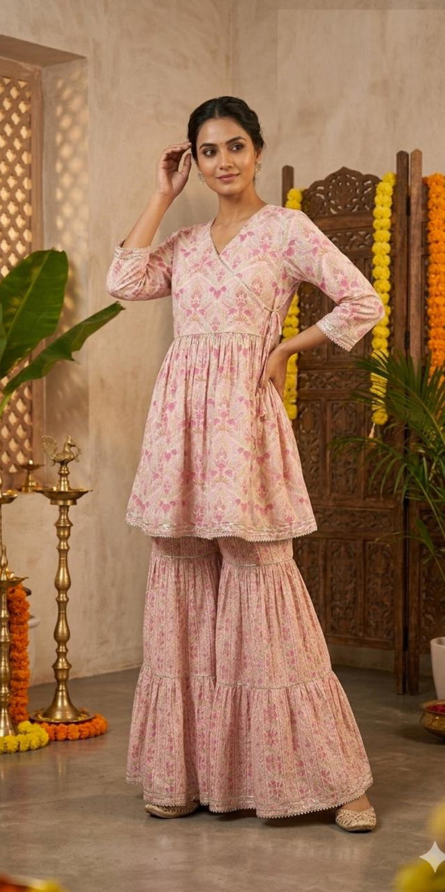 Naisha K 1127 Cotton Printed Kurti With Sharara Catalog — Wholesale Kurtis, Vardan Ethnic wholesale from Surat — view 2
