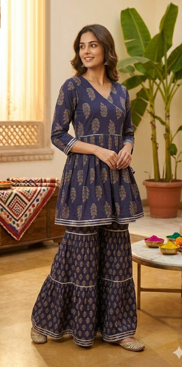 Naisha K 1127 Cotton Printed Kurti With Sharara Catalog