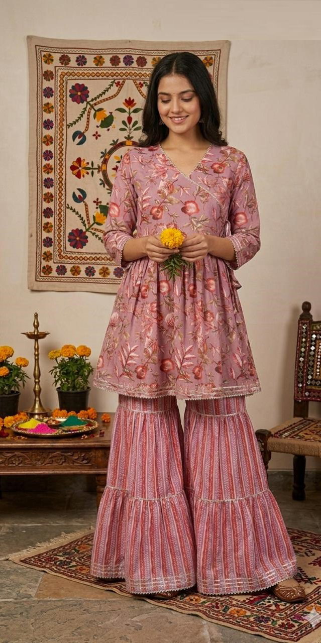 Naisha K 1127 Cotton Printed Kurti With Sharara Catalog — Wholesale Kurtis, Vardan Ethnic wholesale from Surat — view 5