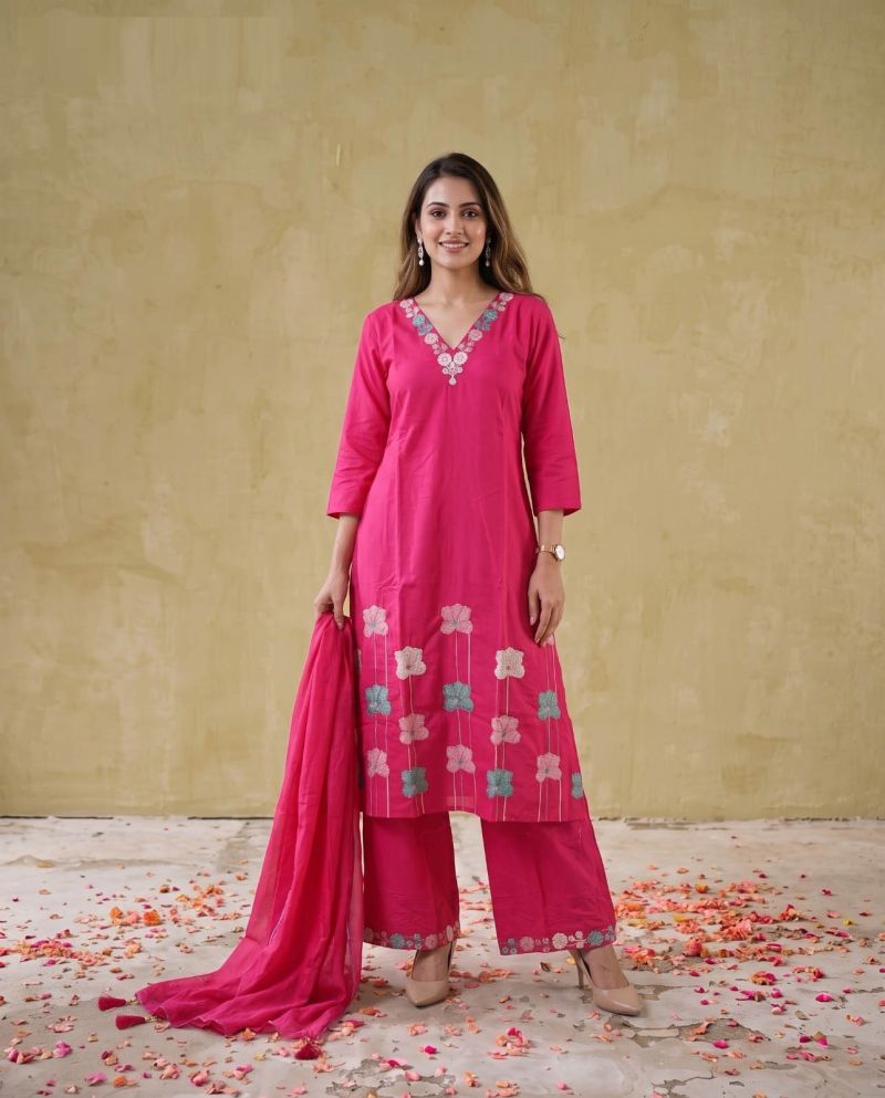 Naisha K 1135 Mul Cotton Embroidered Kurti With Bottom Dupatta Set — Wholesale Salwar Suits, Naisha wholesale from Surat — view 12