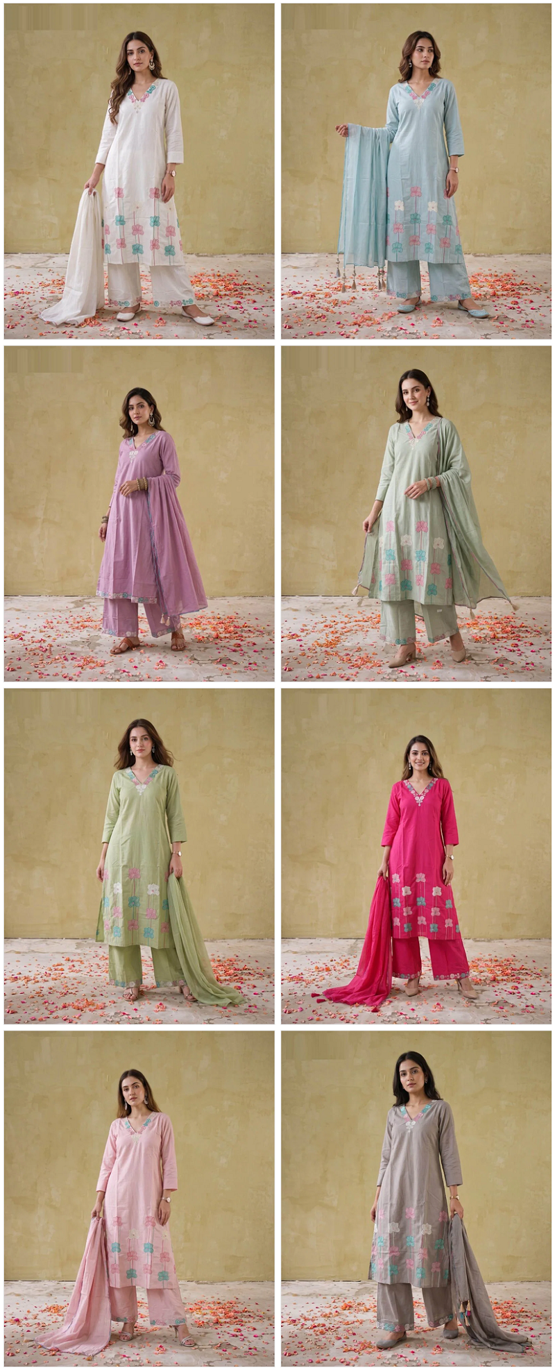 Naisha K 1135 Mul Cotton Embroidered Kurti With Bottom Dupatta Set — Wholesale Salwar Suits, Naisha wholesale from Surat — view 15