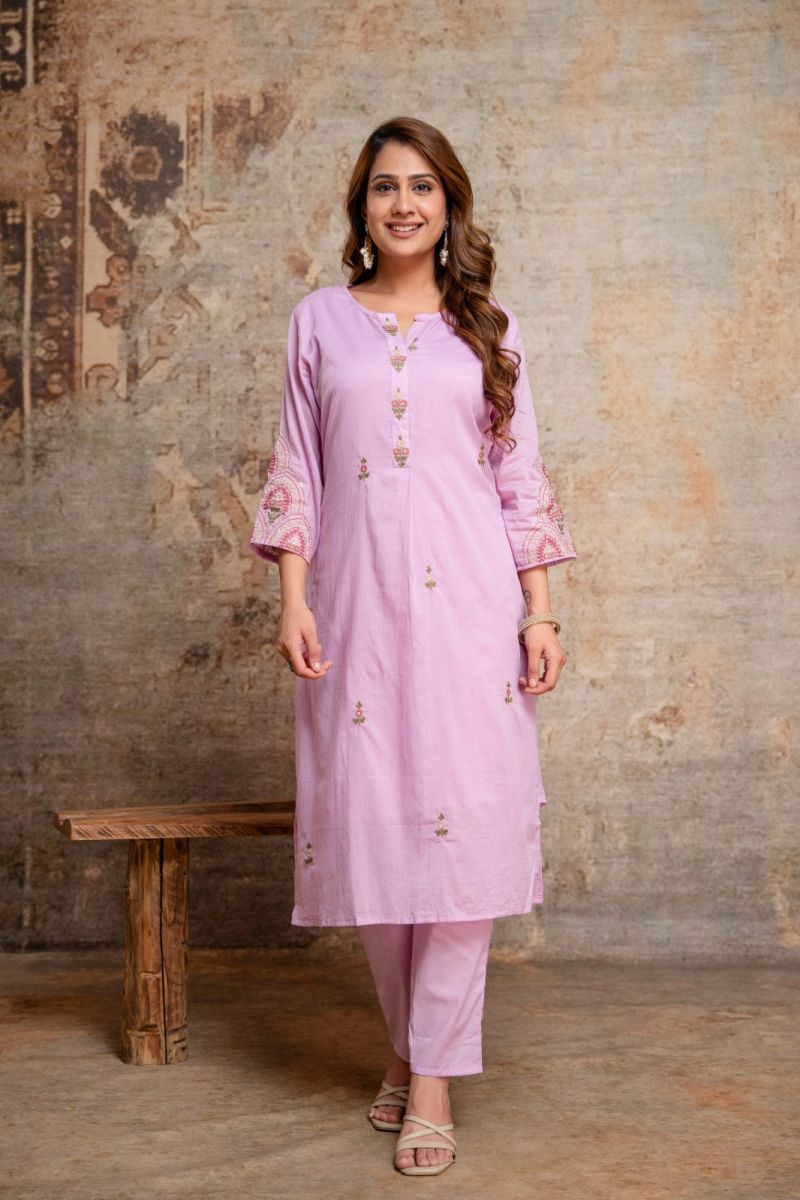 Naisha K 1136 Mul Cotton Embroidered Kurti With Bottom Dupatta Set — Wholesale Readymade Suit, Vardan Ethnic wholesale from Surat — view 8