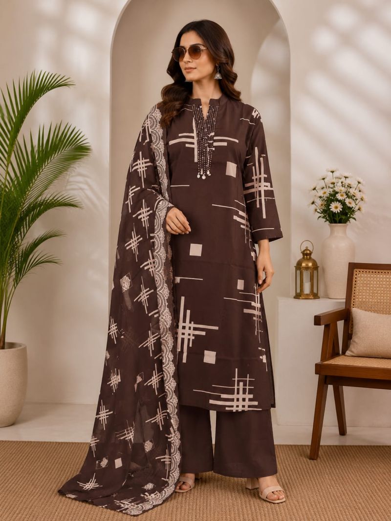 Naisha K 1139 Cotton Printed Hand Work Kurti With Bottom Dupatta Set — Wholesale Readymade Suit, Vardan Ethnic wholesale from Surat — view 2