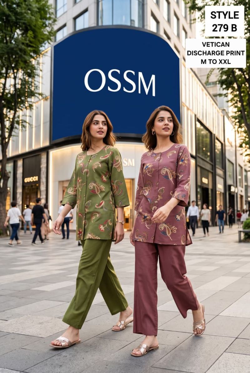 Ossm Style 279 A To D Vatican Discharge Printed Co Ord Set — Wholesale Kurtis, Ossm wholesale from Surat — view 3