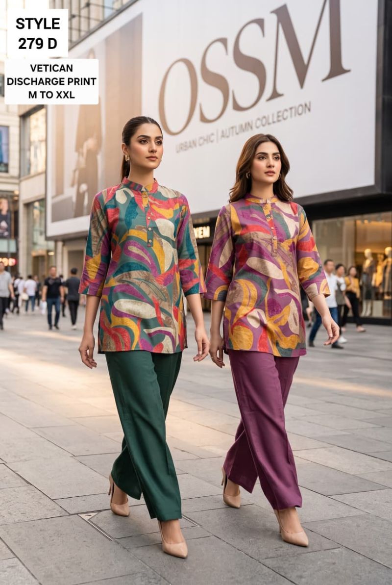 Ossm Style 279 A To D Vatican Discharge Printed Co Ord Set — Wholesale Kurtis, Ossm wholesale from Surat — view 5