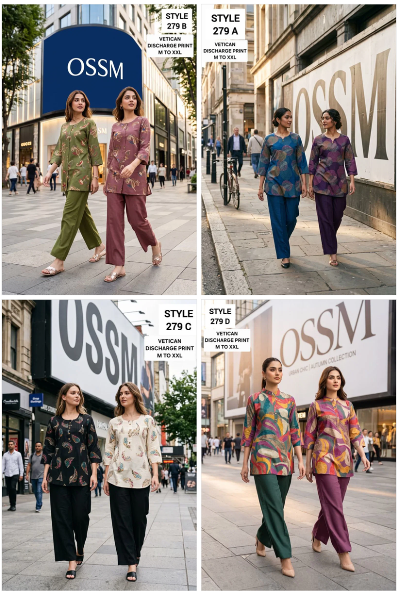 Ossm Style 279 A To D Vatican Discharge Printed Co Ord Set — Wholesale Kurtis, Ossm wholesale from Surat — view 4