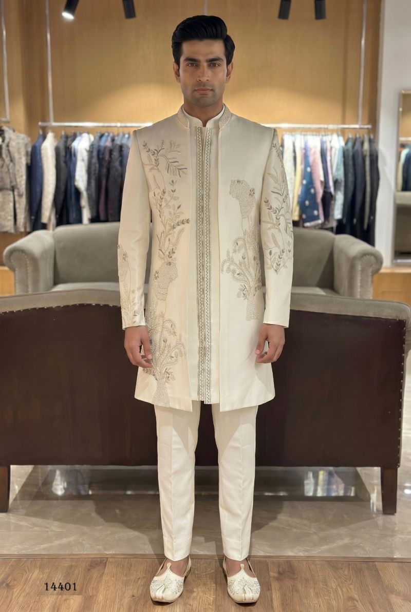 Outluk Vol 144 Armani Embroidered Mens Kurta Pajama With Jacket Set — Singles, Outluk wholesale from Surat — view 12