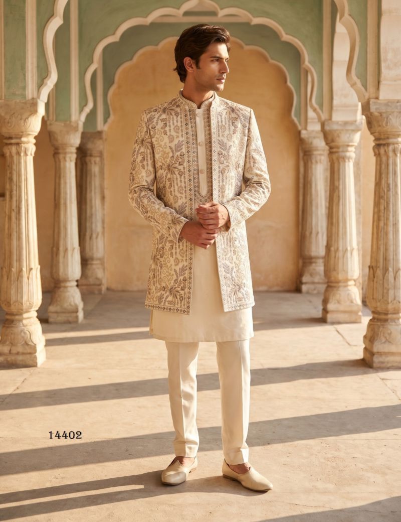 Outluk Vol 144 Armani Embroidered Mens Kurta Pajama With Jacket Set — Singles, Outluk wholesale from Surat — view 11