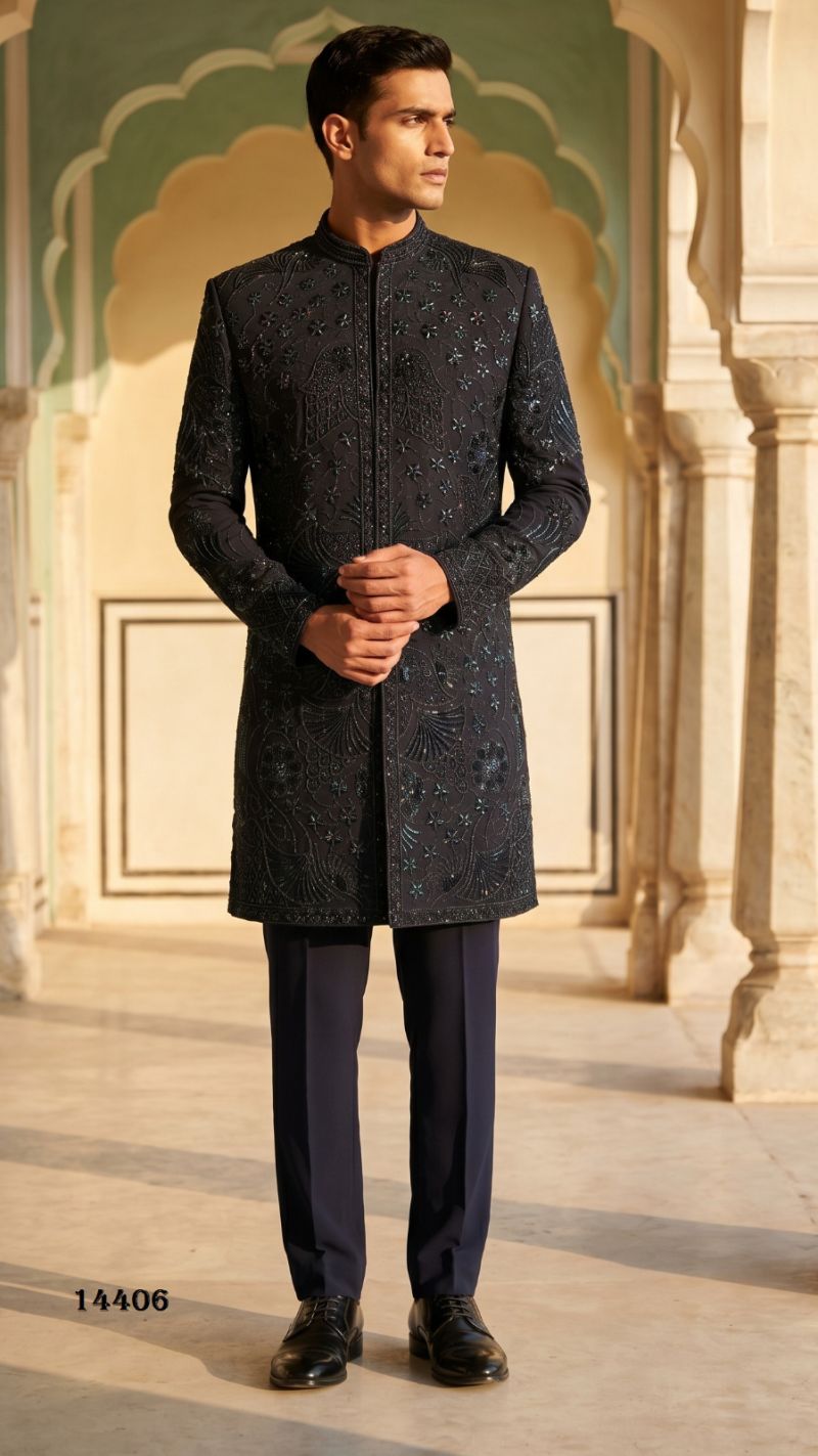 Outluk Vol 144 Armani Embroidered Mens Kurta Pajama With Jacket Set — Singles, Outluk wholesale from Surat — view 8