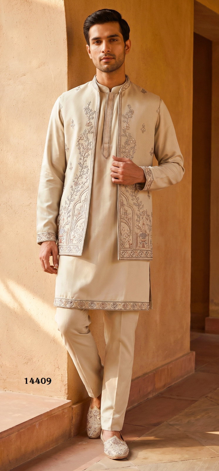 Outluk Vol 144 Armani Embroidered Mens Kurta Pajama With Jacket Set — Singles, Outluk wholesale from Surat — view 5