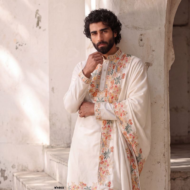 Outluk Wedding 46 Silk Embroidered Pintex Work Kurta With Pajama Catalog — Men's Wear, Outluk wholesale from Surat — view 18