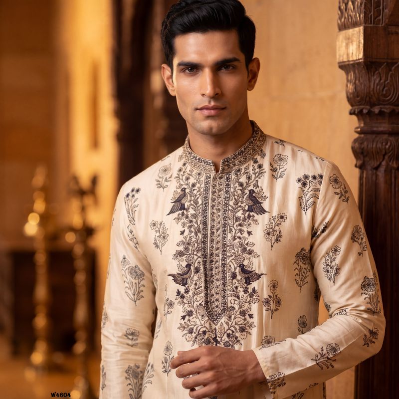 Outluk Wedding 46 Silk Embroidered Pintex Work Kurta With Pajama Catalog — Men's Wear, Outluk wholesale from Surat — view 19