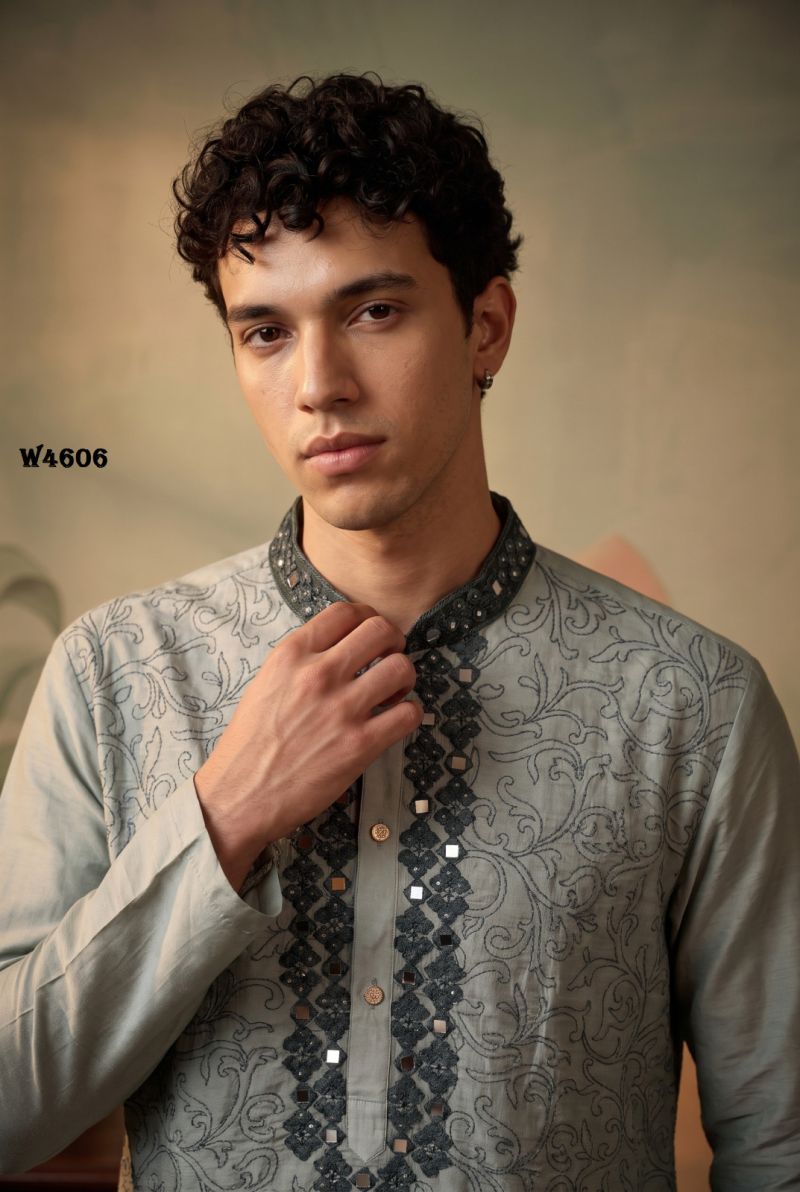 Outluk Wedding 46 Silk Embroidered Pintex Work Kurta With Pajama Catalog — Men's Wear, Outluk wholesale from Surat — view 23