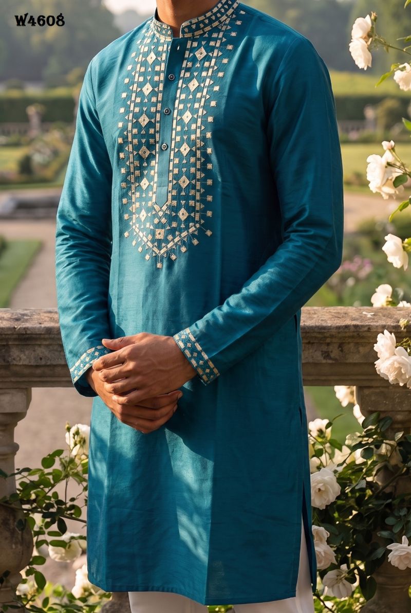Outluk Wedding 46 Silk Embroidered Pintex Work Kurta With Pajama Catalog — Men's Wear, Outluk wholesale from Surat — view 5