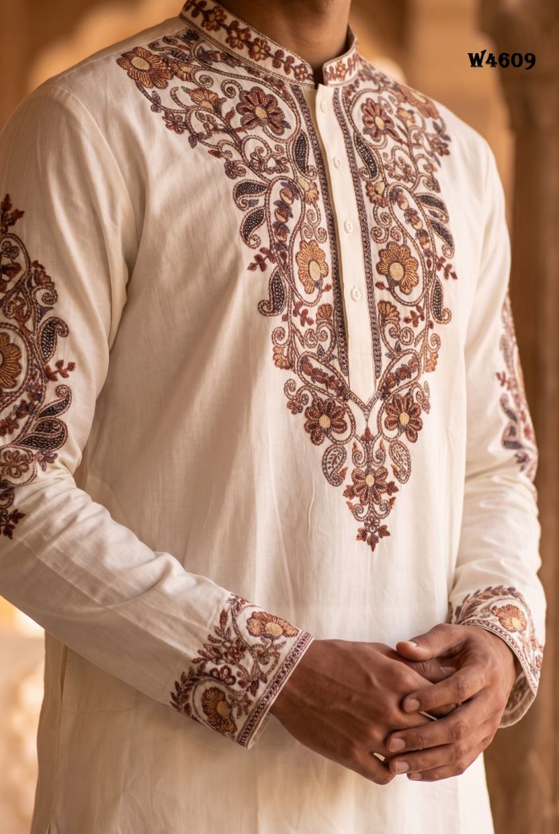Outluk Wedding 46 Silk Embroidered Pintex Work Kurta With Pajama Catalog — Men's Wear, Outluk wholesale from Surat — view 7