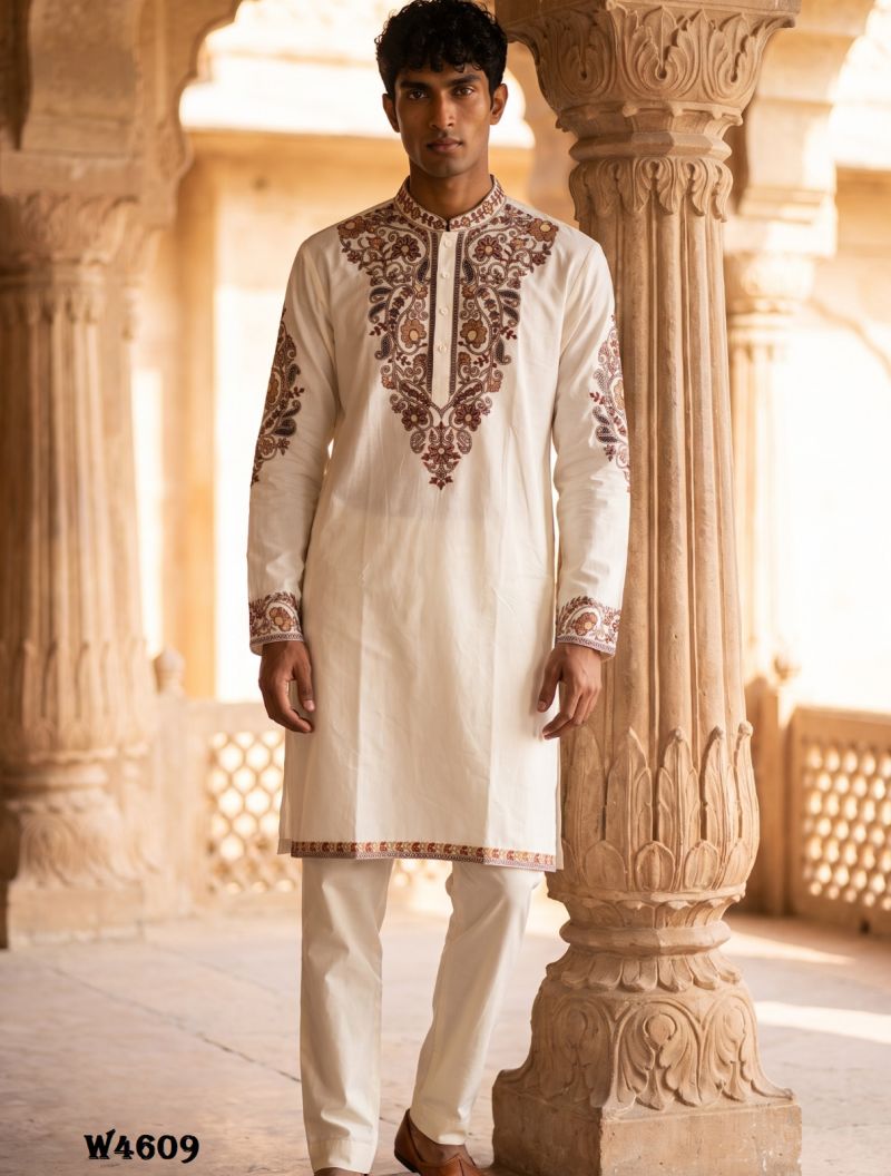 Outluk Wedding 46 Silk Embroidered Pintex Work Kurta With Pajama Catalog — Men's Wear, Outluk wholesale from Surat — view 8