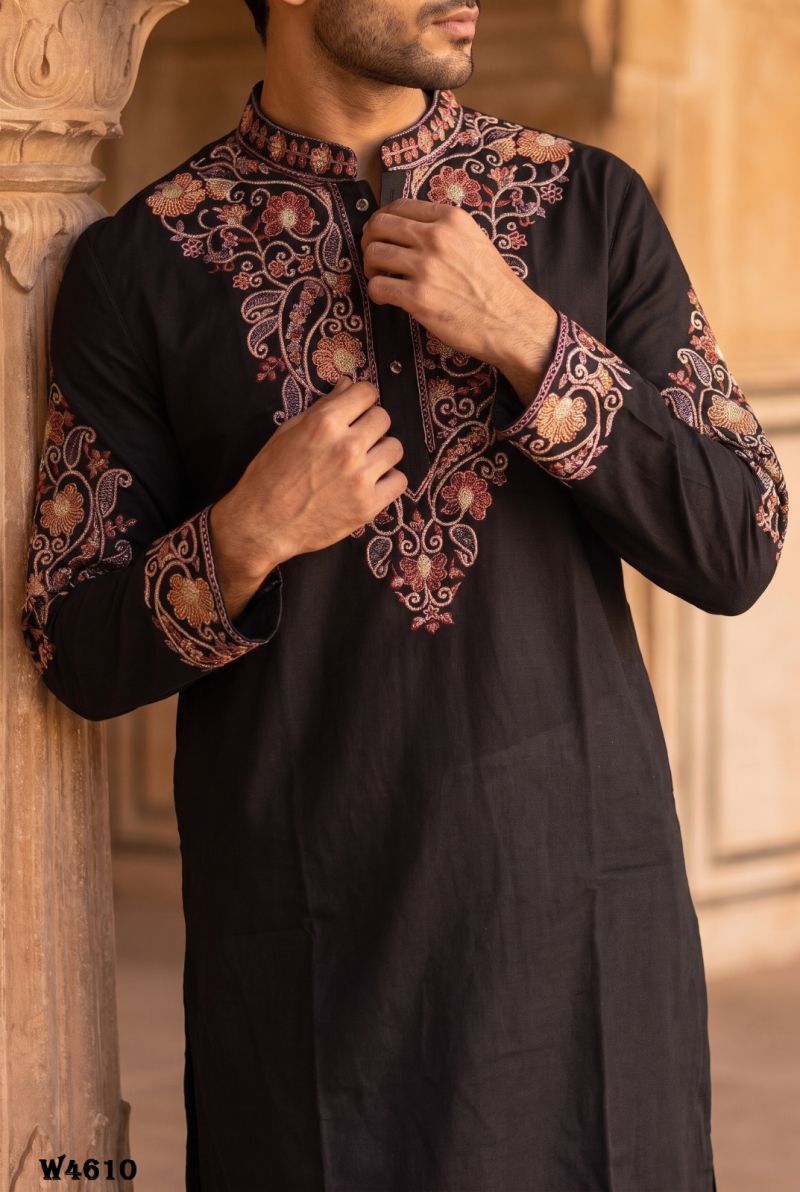 Outluk Wedding 46 Silk Embroidered Pintex Work Kurta With Pajama Catalog — Men's Wear, Outluk wholesale from Surat — view 9