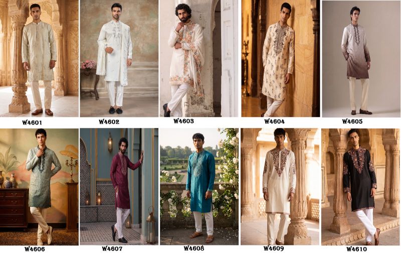 Outluk Wedding 46 Silk Embroidered Pintex Work Kurta With Pajama Catalog — Men's Wear, Outluk wholesale from Surat — view 13