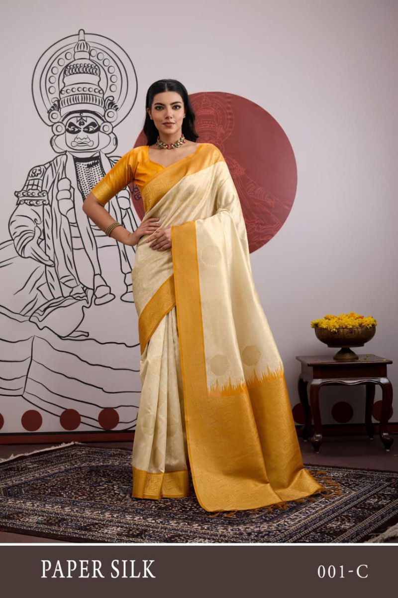 Rajtex Paper Silk Vol 1 Paper Silk Handloom Weaving Saree — Wholesale Sarees, rajtex wholesale from Surat — view 3