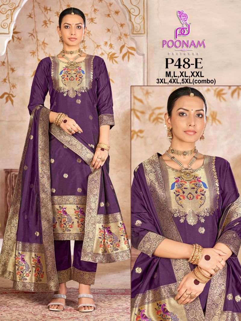 Poonam P 48 Tapeta Silk Jacquard Work Kurti With Bottom Dupatta Set — Wholesale Readymade Suit, Poonam'S wholesale from Surat — view 7