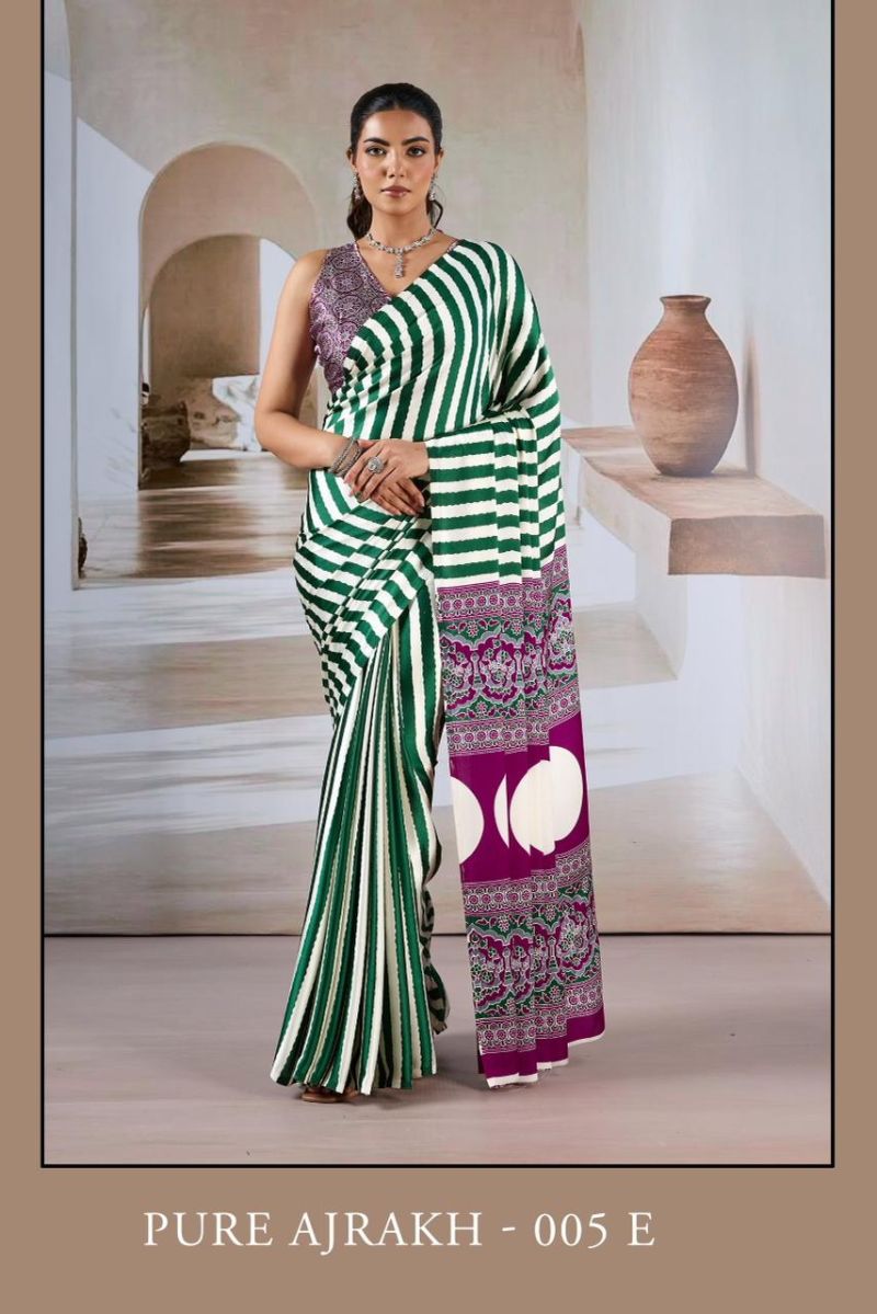 Pure Ajrakh 005 Modal Satin Ajrakh Printed Saree Catalog
