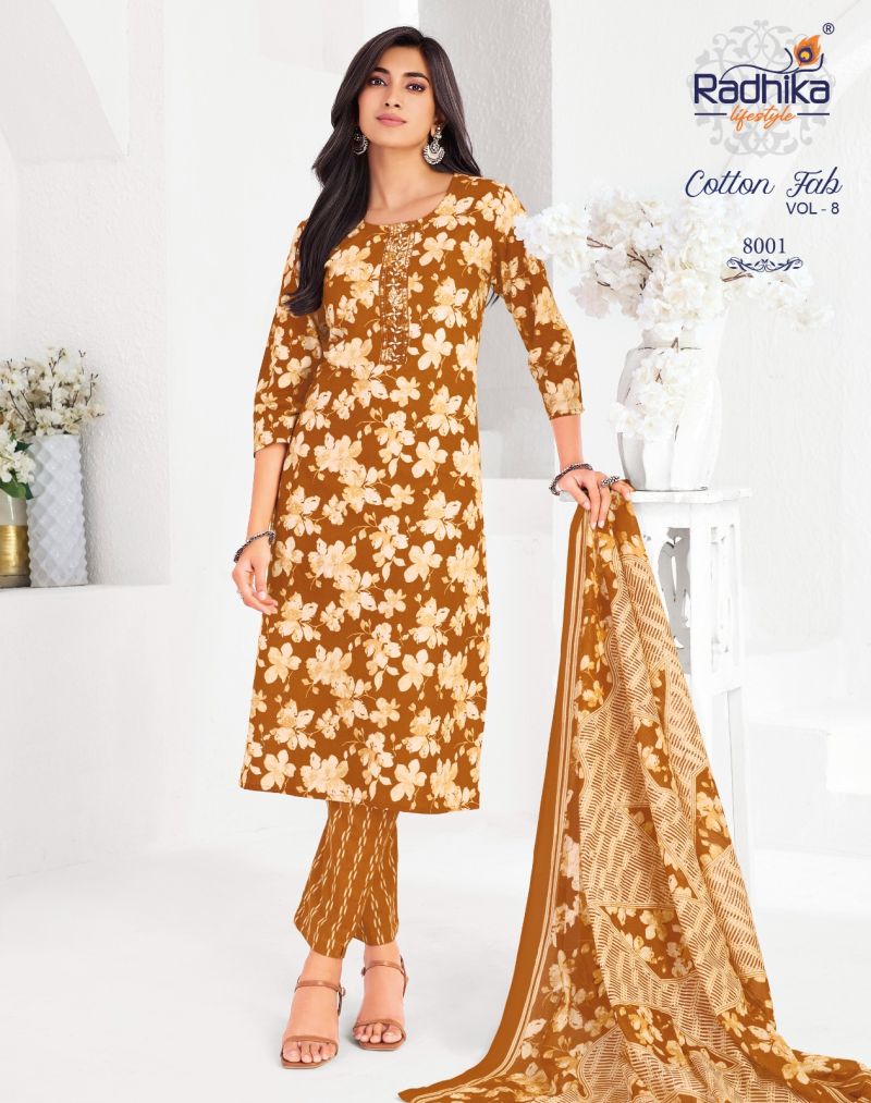 Radhika Cotton Fab Vol 8 Cotton Printed Kurti With Bottom Catalog — Wholesale Cotton Kurti Pant Set, Vardan Ethnic wholesale from Surat — view 5