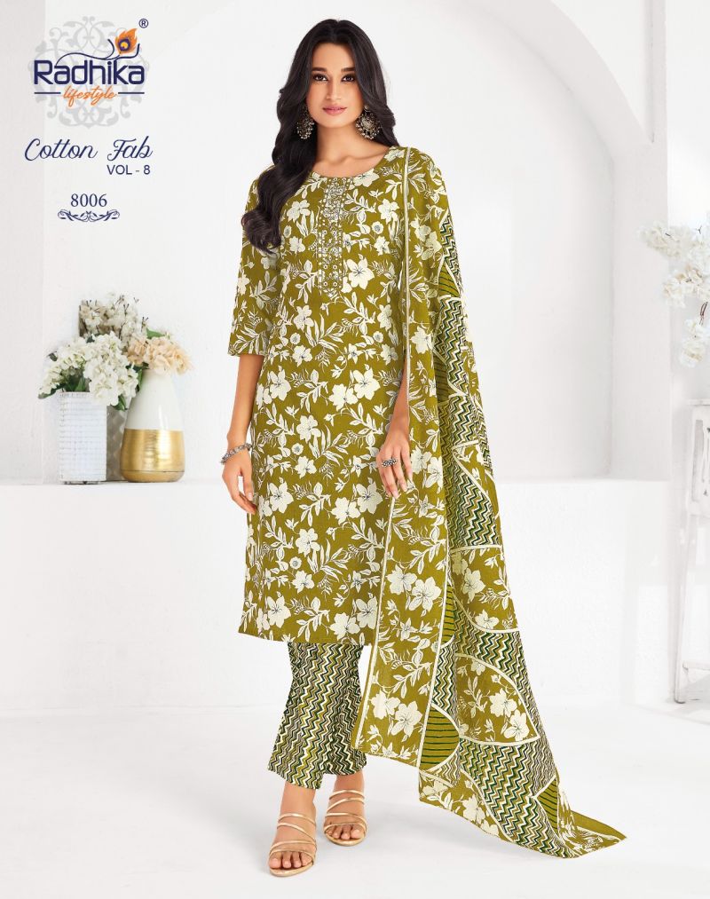 Radhika Cotton Fab Vol 8 Cotton Printed Kurti With Bottom Catalog — Wholesale Cotton Kurti Pant Set, Vardan Ethnic wholesale from Surat — view 8