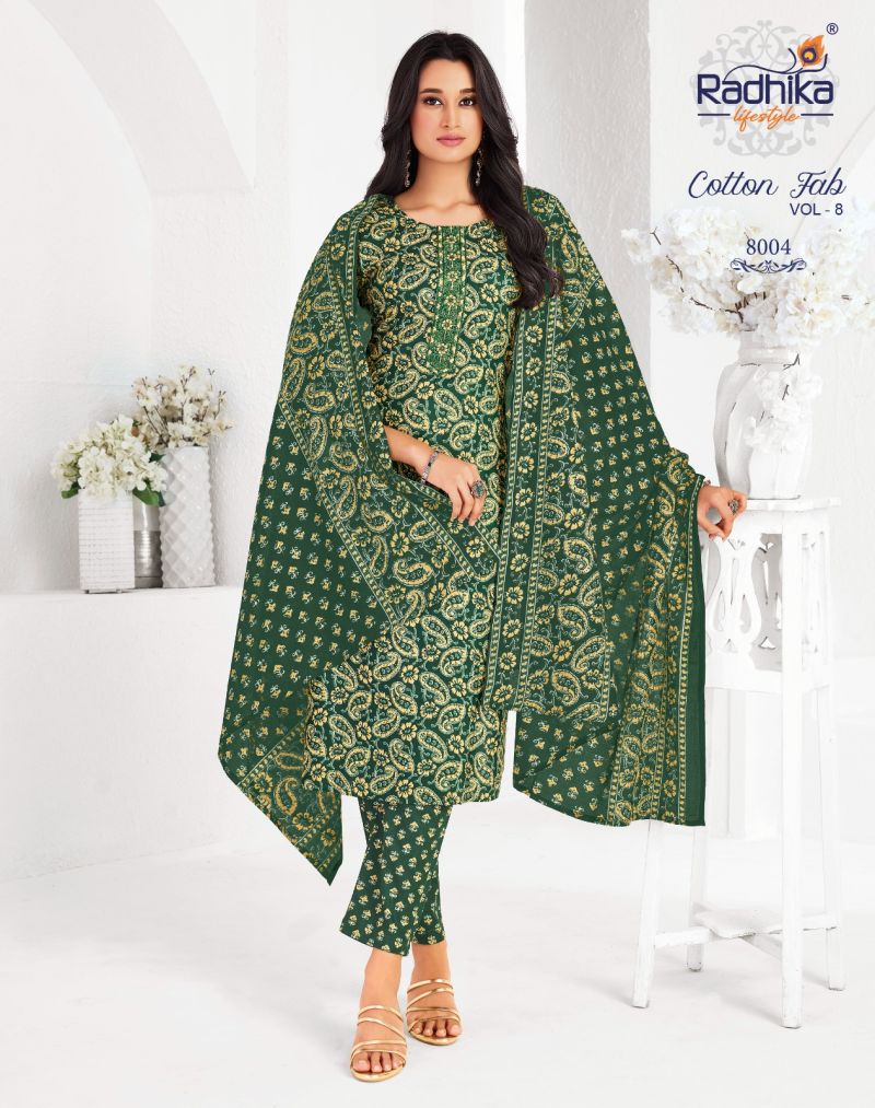 Radhika Cotton Fab Vol 8 Cotton Printed Kurti With Bottom Catalog — Wholesale Cotton Kurti Pant Set, Vardan Ethnic wholesale from Surat — view 9