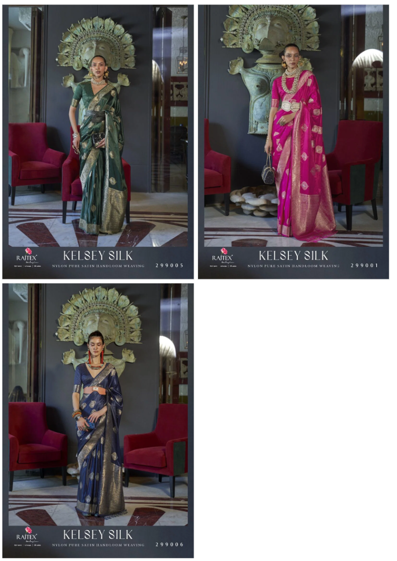 Rajtex Kelsey Silk Nx Satin Handloom Weaving Saree Catalog — Wholesale Sarees, rajtex wholesale from Surat — view 3