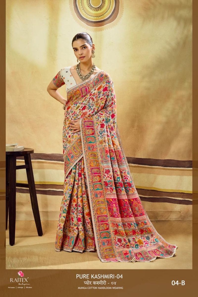 Rajtex Pure Kashmiri Vol 4 Cotton Pashmina Weaving Saree — Wholesale Sarees, rajtex wholesale from Surat — view 10