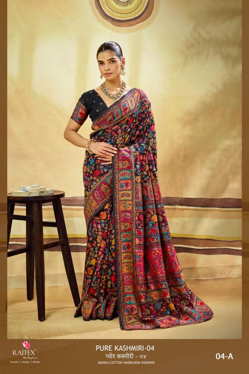 Rajtex Pure Kashmiri Vol 4 Cotton Pashmina Weaving Saree — Wholesale Sarees, rajtex wholesale from Surat — view 8