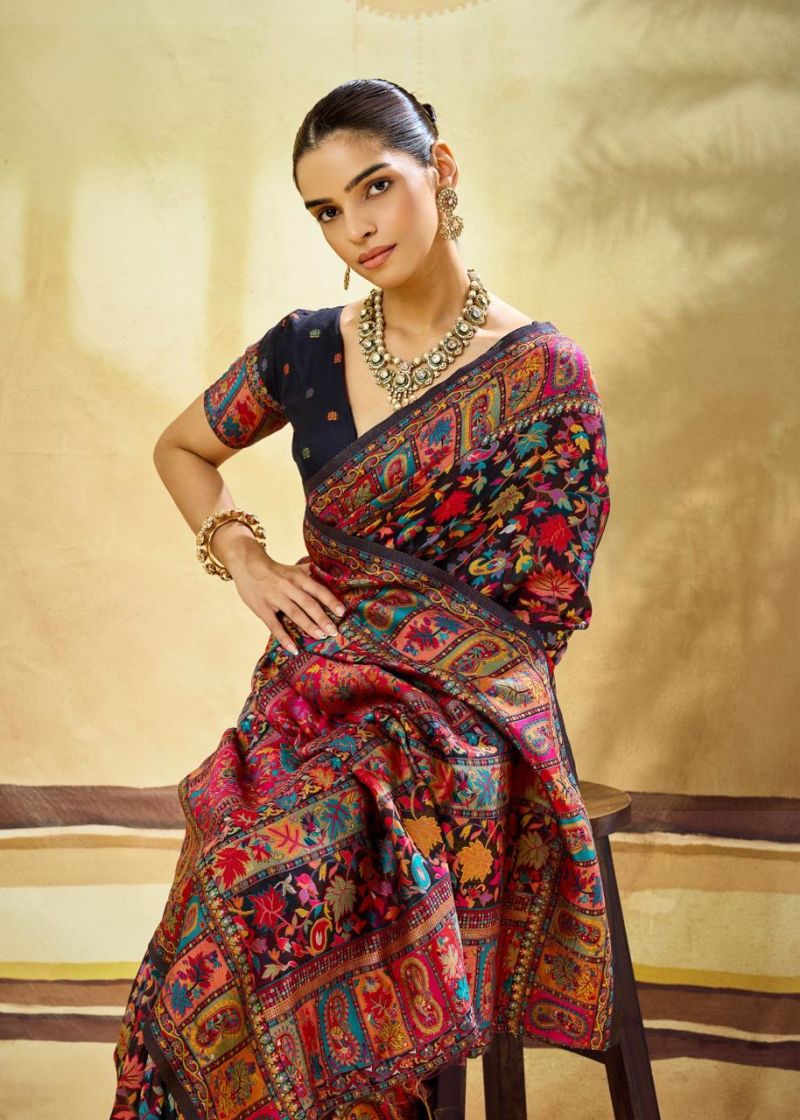 Rajtex Pure Kashmiri Vol 4 Cotton Pashmina Weaving Saree — Wholesale Sarees, rajtex wholesale from Surat — view 7