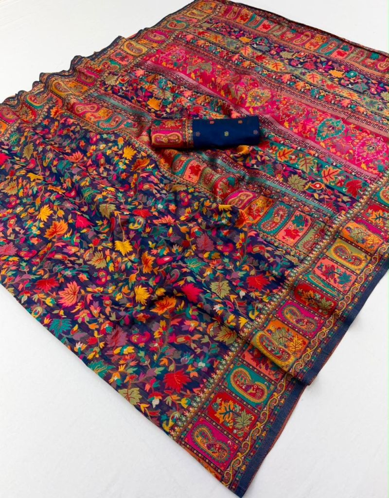 Rajtex Pure Kashmiri Vol 4 Cotton Pashmina Weaving Saree — Wholesale Sarees, rajtex wholesale from Surat — view 5