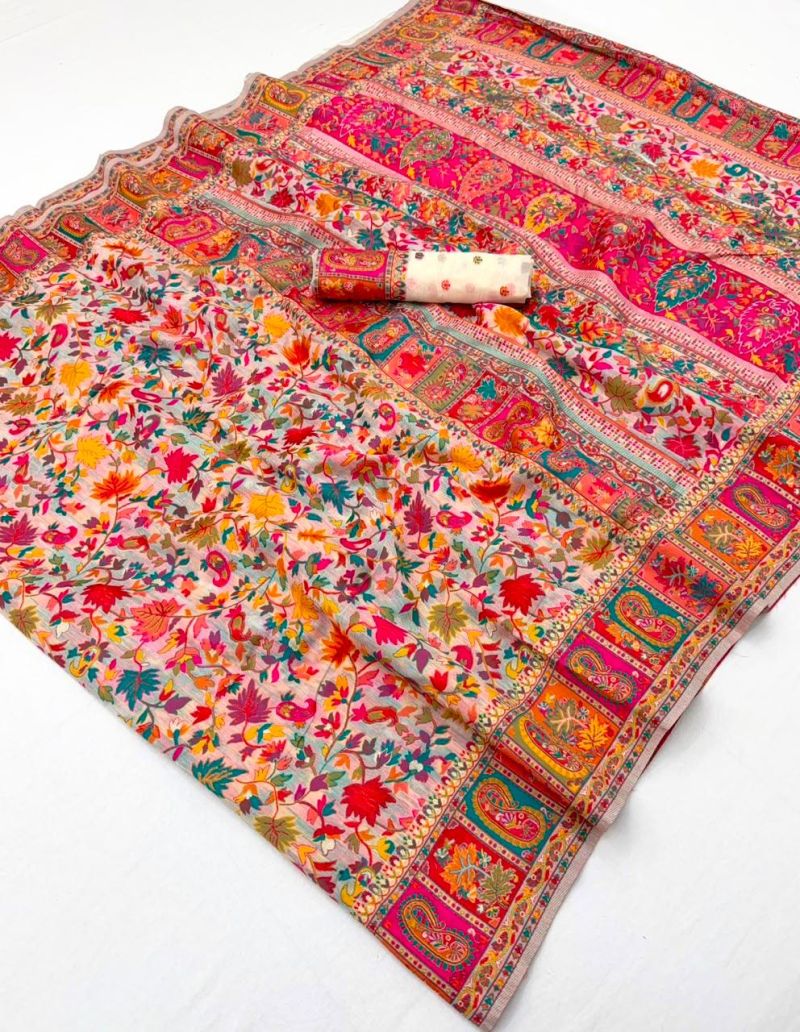 Rajtex Pure Kashmiri Vol 4 Cotton Pashmina Weaving Saree — Wholesale Sarees, rajtex wholesale from Surat — view 4