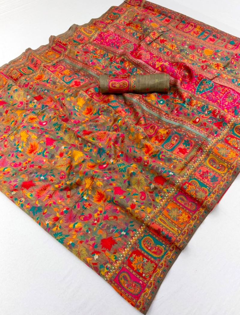 Rajtex Pure Kashmiri Vol 4 Cotton Pashmina Weaving Saree — Wholesale Sarees, rajtex wholesale from Surat — view 2