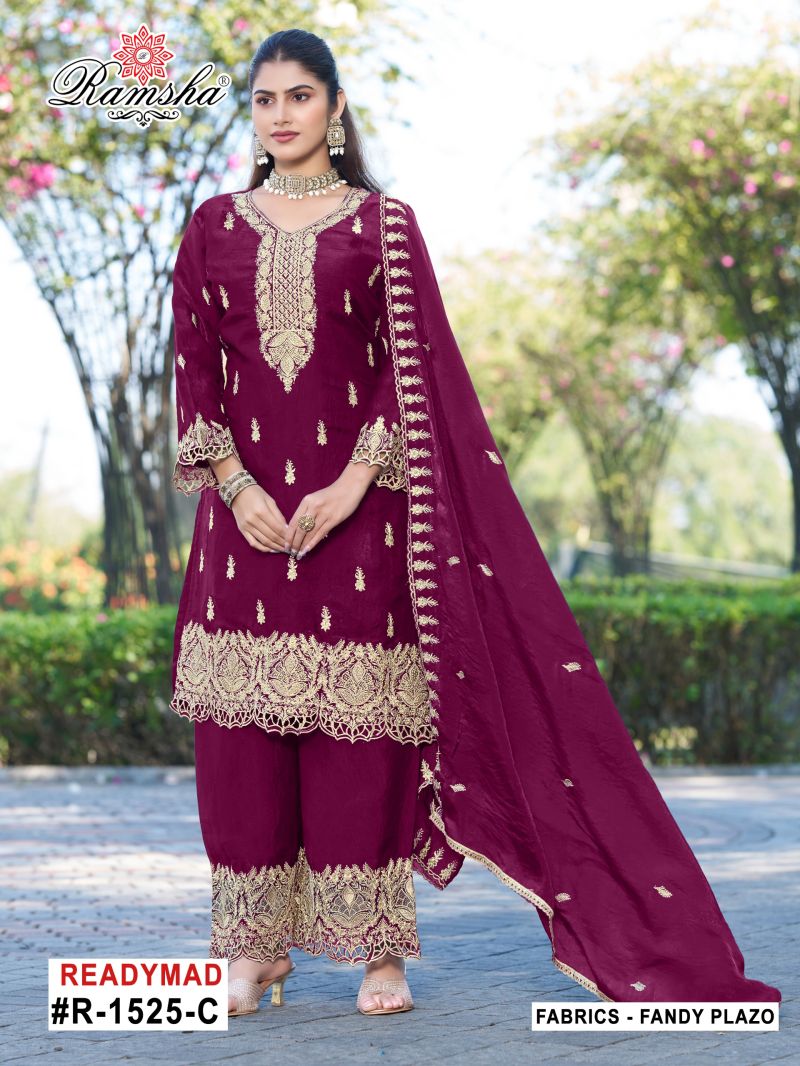 Ramsha R 1525 A To D Fandy Jari Work Salwar Kameez Catalog — Wholesale Kurti With Bottom Dupatta, Vardan Ethnic wholesale from Surat — view 4