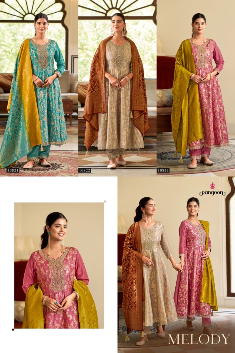 Rangoon Melody Russion Jacquard Khali Work Salwar Kameez — Wholesale Salwar Suits, Vardan Ethnic wholesale from Surat — view 5