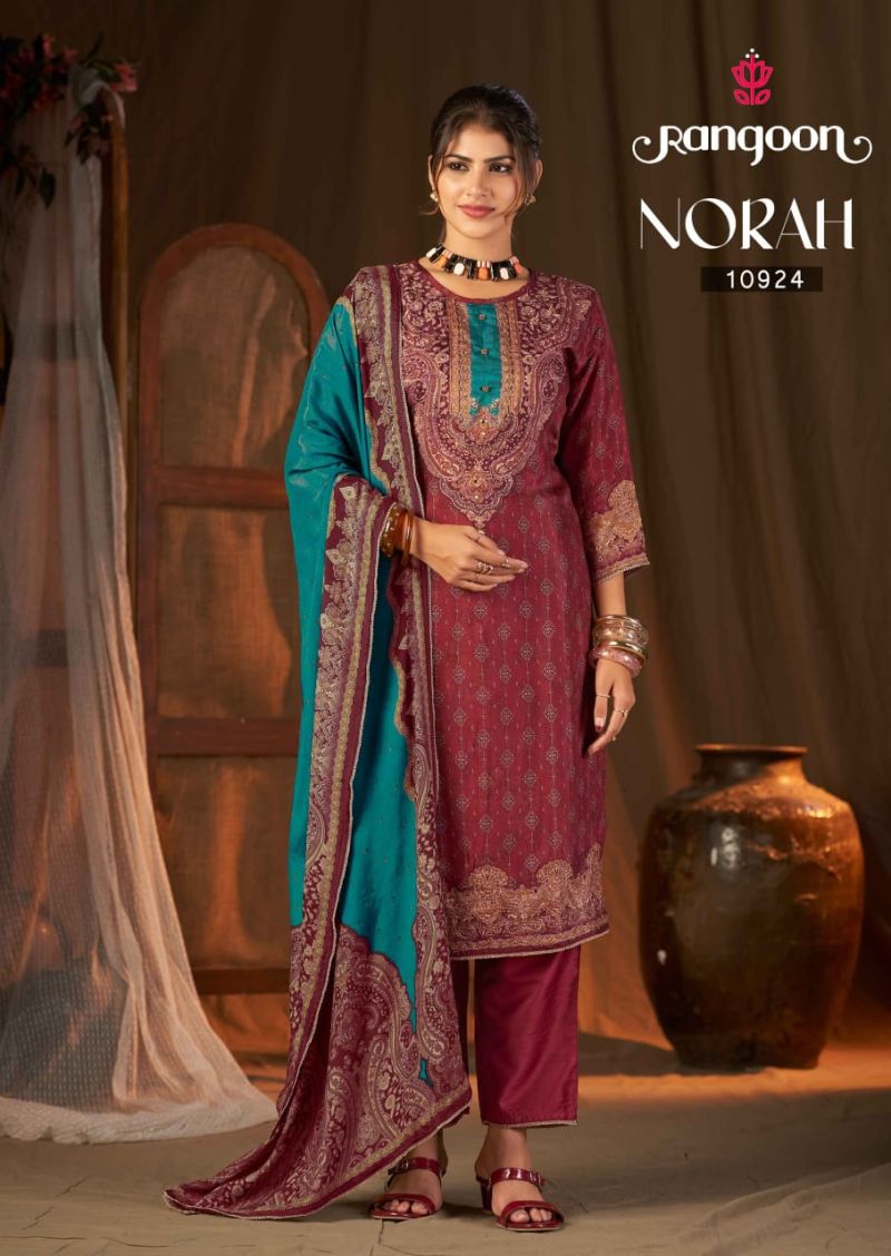 Rangoon Norah Muslin Digital Printed Kurti With Bottom Dupatta Set