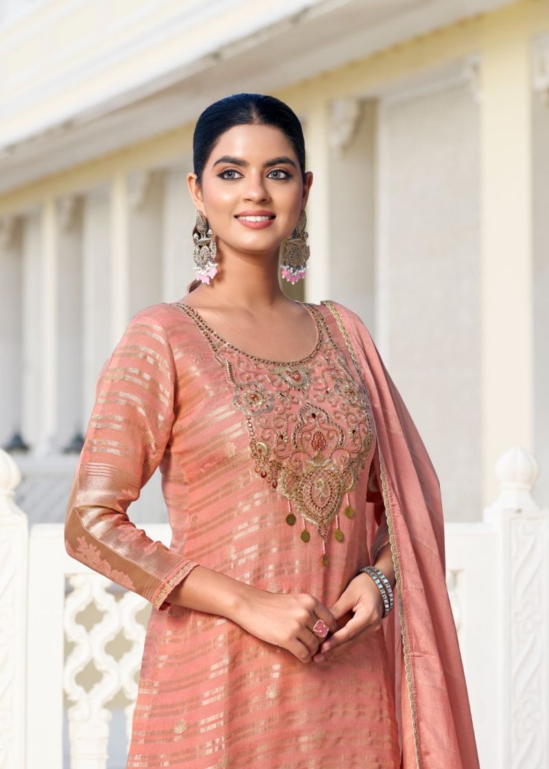 Rangoon Ruby Organza Fancy Work Kurti With Bottom Dupatta Set — Wholesale Kurtis, Rangoon wholesale from Surat — view 6