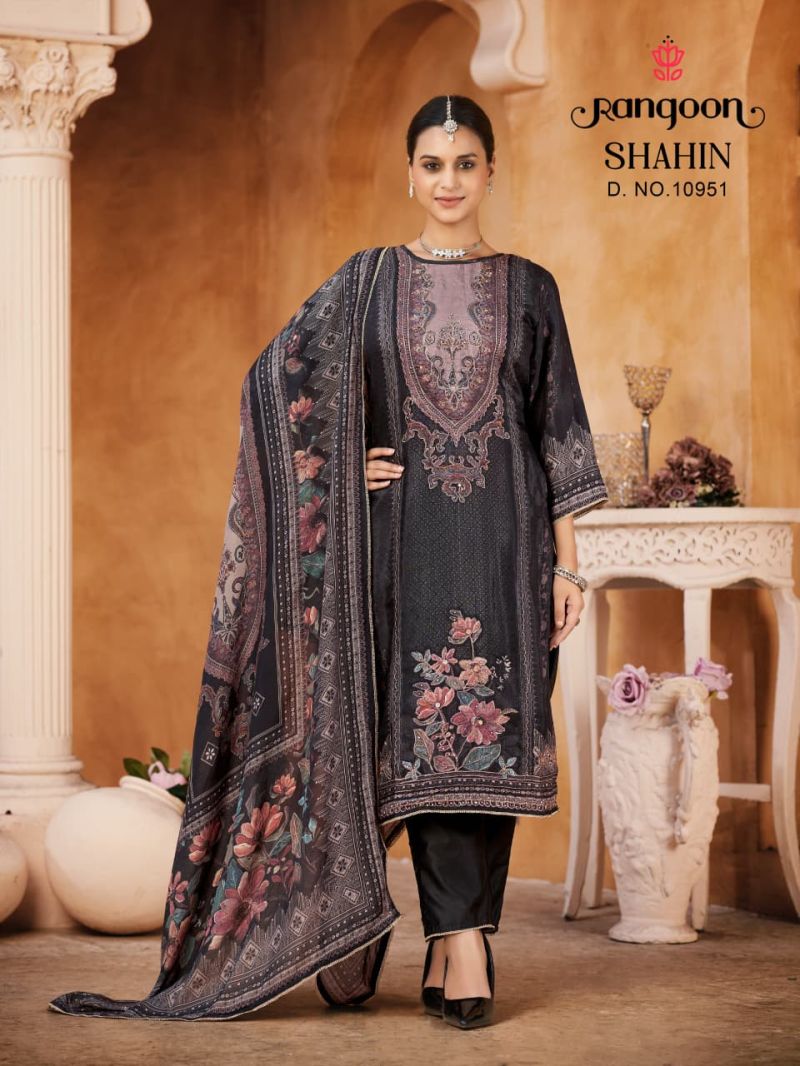 Rangoon Shahin Muslin Digital Printed Swaroyski Work Salwar Kameez Catalog — Wholesale Salwar Suits, Rangoon wholesale from Surat — view 2