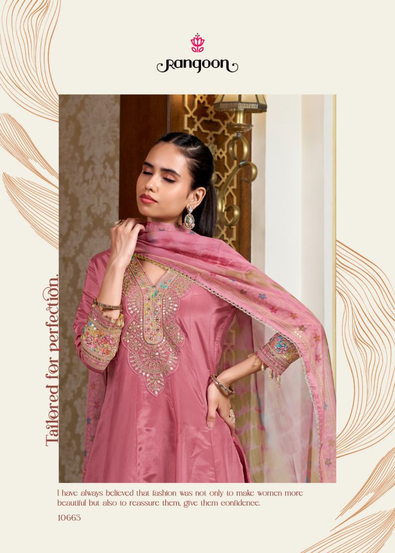 Rangoon Sneha Ho Embroidered Flair Kurti With Bottom Dupatta Set — Wholesale Salwar Suits, Vardan Ethnic wholesale from Surat — view 5